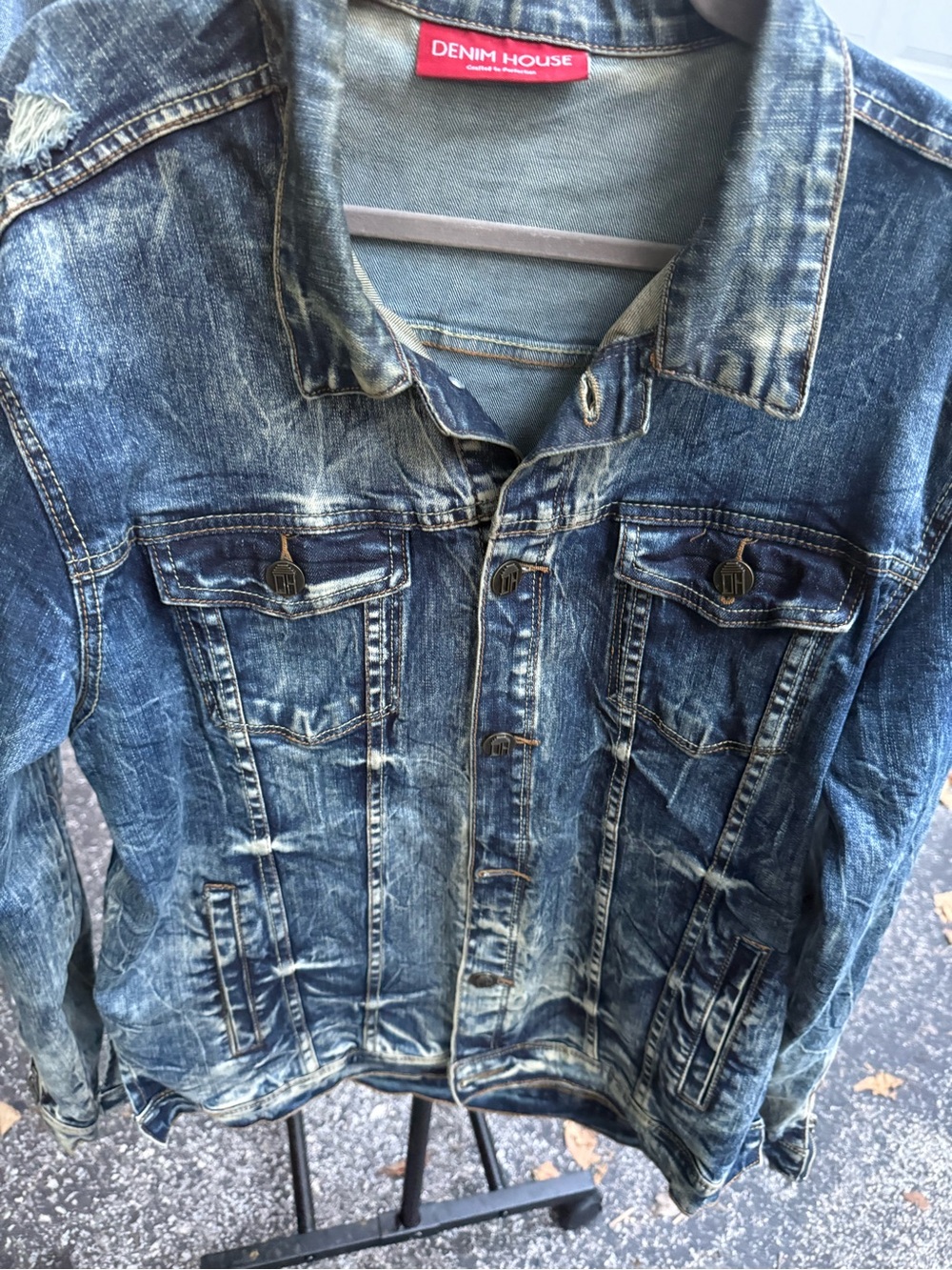 Denim House Women's Distressed Blue Jean Jacket